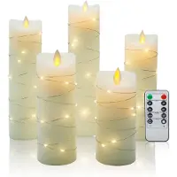 Unyqoos Conjunto de velas LED hechas de cera real, con control remoto y temporizador: velas decorativas con efecto parpadeante, iluminación LED segura, hasta 300 horas de uso.