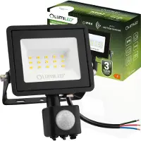 LUMILED , foco LED de 10W para exteriores, 900 lúmenes, foco reflector para exteriores, IP44 (resistente a salpicaduras), 4000K (blanco neutro), foco, iluminación de área, con sensor de movimiento