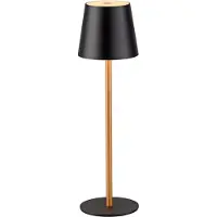 JUST LIGHT Lámpara de mesa LED EURIA, batería, luz cálida, regulable, 2,5W, color negro/latón, IP54, modelo 19250-68