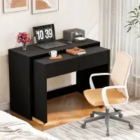 Great han Escritorio y cómoda 2 en 1. Escritorio compacto, extensible y plegable, con ruedas, fabricado en madera de 1,8 cm de grosor. Escritorio de oficina flexible. Color