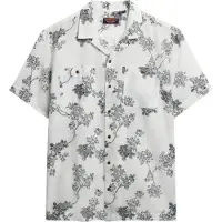 Superdry para hombre. M4010793A Camisa de playa de manga corta blanco (M), Casual, Algodón, outlet 2026.