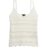 Superdry para mujer. W6012031A Top de crochet blanco (XXS), Casual, Algodón, Sin mangas / Tirantes, outlet 2026.