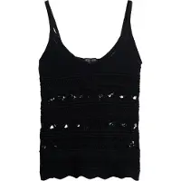 Superdry para mujer. W6012031A Top de crochet negro (XXS), Casual, Algodón, Sin mangas / Tirantes, outlet 2026.