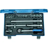 Gedore Juego de llaves de vaso de 3/8", 17 piezas, hexagonal, de 6 a 19 mm, modelo 30 GMU-3