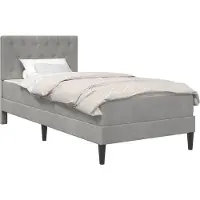 Syfax Estructura de cama con colchón y cabecero, color gris claro, 80 x 200 cm, tapizada en terciopelo