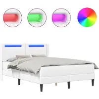 vidaXL Estructura de cama con colchón, color blanco, 120 x 190 cm, tapizada en cuero sintético