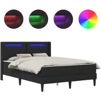 vidaXL Estructura de cama con colchón, color negro, 140 x 200 cm, tapizada en cuero sintético