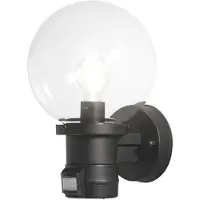 Konstsmide Nemi con aplique de pared BWM, color negro, fabricado en plástico con cristal transparente
