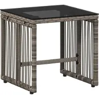 vidaXL Juego de muebles de jardín, 11 piezas, gris y azul marino, tejido de polirattan