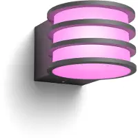 Philips Lámpara de pared exterior White and Color ambiance, Lucca, Bluetooth/Zigbee, color antracita, aluminio, casquillo E27, varios, 8,1 W