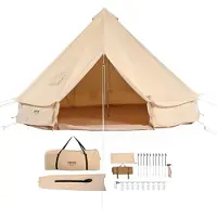 Zerbaco Tienda de campaña de lona para 4 estaciones, de 3 metros (9,8 pies), ideal para camping y con conexión para estufa