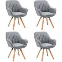Meubles Cosy Juego de 4 sillas de comedor cómodas de tela gris, giratorias 360° – CARSON