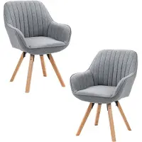 Meubles Cosy Juego de 2 sillas de comedor cómodas de tela gris, giratorias 360° – CARSON