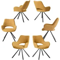 Meubles Cosy Juego de 6 sillas de comedor de estilo contemporáneo en tela amarilla y patas de metal - BETH