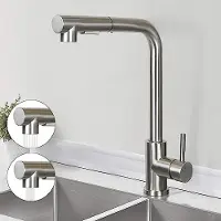 ZMH Grifo de cocina extraíble de 60 cm, con boquilla giratoria de 360°, grifo de alta presión con 2 tipos de chorro