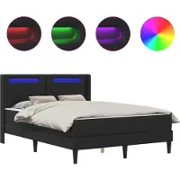 vidaXL Estructura de cama con colchón, color negro, 160 x 200 cm, tapizada en cuero sintético