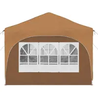 vidaXL Tienda de campaña para fiestas plegable, 575 x 288 x 245 cm, color beige, tela Oxford