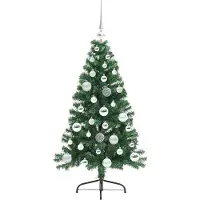 vidaXL Árbol de Navidad artificial preiluminado, color verde, 120 cm, material: PVC