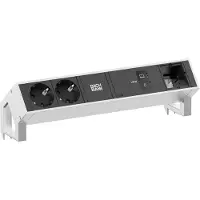Bachmann Escritorio DESK2, 2 tomas CEE7/3, 1 puerto USB-C con carga de 100W, 1 cable de alimentación de 1,0 metros, acero inoxidable