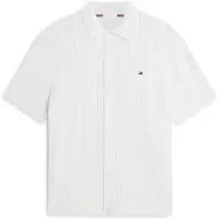 Tommy Hilfiger Cárdigan 'Relaxed Pointelle Short Sleeve With' blanco
