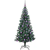 vidaXL Árbol de Navidad artificial con luces LED integradas, color verde, 180 cm