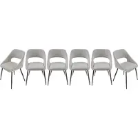 Signature - Lote de 6 sillas de tela gris con patas de metal L51 cm - ELODIE