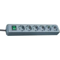 Brennenstuhl Regleta de enchufes Eco-Line, con interruptor, 6 enchufes, color gris plateado, 1,5 metros, cable H05VV-F 3G1,5, número de artículo 1159540015