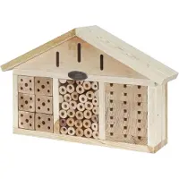 OEM Hotel para insectos, fabricado en madera y metal, con pintura de color natural, de aproximadamente 39 x 26 x 9 cm