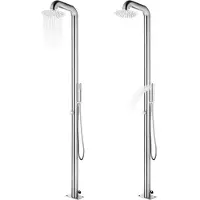 vidaXL Ducha de jardín con base gris de 230 cm, acero inoxidable