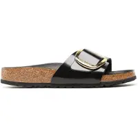 Birkenstock para mujer. 1022650 Sandalias de Piel Madrid Big Buckle (Ajuste Estrecho) negro (41), Plano, Ninguno, Casual, outlet