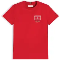 Tommy Hilfiger Camiseta 'Outline Flag Logo' rojo / blanco