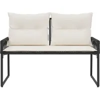 vidaXL Banco de exterior para 2 personas, 4 unidades, 110 x 59 x 82 cm, tejido de polirratán