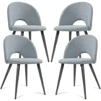En.casa Juego de 4 sillas de comedor "Karijoki", tapizadas con tela, patas de metal, 77 x 50 x 55 cm, color gris