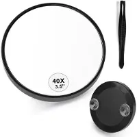 OEM Espejo de maquillaje de viaje con aumento de 40x, con pinza y soporte para sujetarlo, espejo de cosméticos para depilar las cejas
