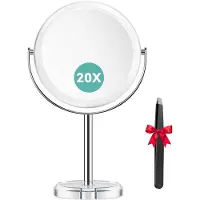 OEM Espejos de maquillaje de doble cara con aumento de 1x/20x, espejo de mesa de pie con rotación de 360°, y espejo de viaje desmontable, ideal para maquillaje, cuidado facial y afeitado
