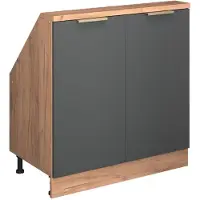Vicco Armario de cocina para techo inclinado R-Line Antracita-oro 80 cm con 2 puertas, Model 60637