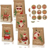 JMXZ Conjunto Azomor de 12 bolsas de regalo navideñas de lujo, con diseños festivos y pegatinas