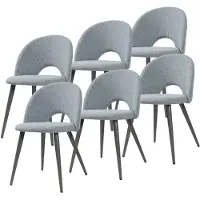 En.casa Juego de 6 sillas de comedor "Karijoki", tapizadas con tela, patas de metal, 77 x 50 x 55 cm, color gris