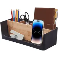 OEM Organizador de escritorio hecho a mano con 5 compartimentos, fabricado en madera, ideal para uso en oficina y en el hogar