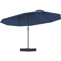 Costway Sombrilla doble con protección UPF 50+, con soporte, 443x263 cm. Sombrilla con manivela, ideal para jardín, terraza o mercado. Tamaño grande XXL, color azul marino