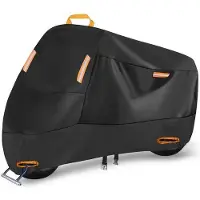 OEM Funda impermeable para motor de scooter, fabricada en tela Oxford 300D, con garaje que incluye 4 tiras reflectantes y 2 ranuras, 2 cierres de velcro y 1 bolsillo. Talla XL (220x95x125 cm)