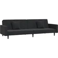Syfax Sofá cama de 2 plazas con dos almohadas terciopelo negro