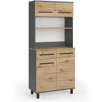Vicco Buffet de cocina Pure Roble artesanal/Antracita 80.2 x 177 cm, Model 59912