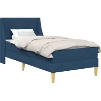 vidaXL Estructura de cama con colchón y cabecero, color azul, 80x200 cm, de poliéster