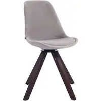 CLP Silla de comedor Troyes, tapizada en terciopelo, cuadrada, giratoria y con patas de madera rectangular, color gris. Estructura en color nogal