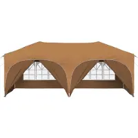 vidaXL Tienda de campaña para fiestas plegable, 575 x 288 x 245 cm, color beige, tela Oxford