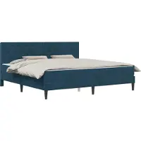 vidaXL Estructura de cama con colchón y cabecero, color azul, 200 x 200 cm, tapizada en terciopelo
