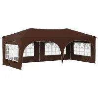vidaXL Tienda de campaña para fiestas plegable, 575 x 288 x 245 cm, color marrón, tela Oxford
