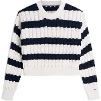 Tommy Hilfiger Jersey 'Loose Cable' navy / blanco