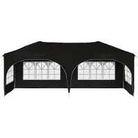 vidaXL Tienda de campaña pop-up para fiestas, 575 x 288 x 245 cm, color negro, tela Oxford
